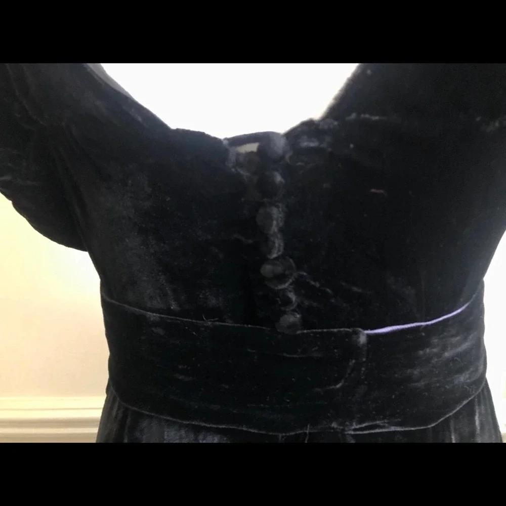 30s Vintage Art Deco Bias Cut Silk Velvet Black Dress - Picture 8 of 13